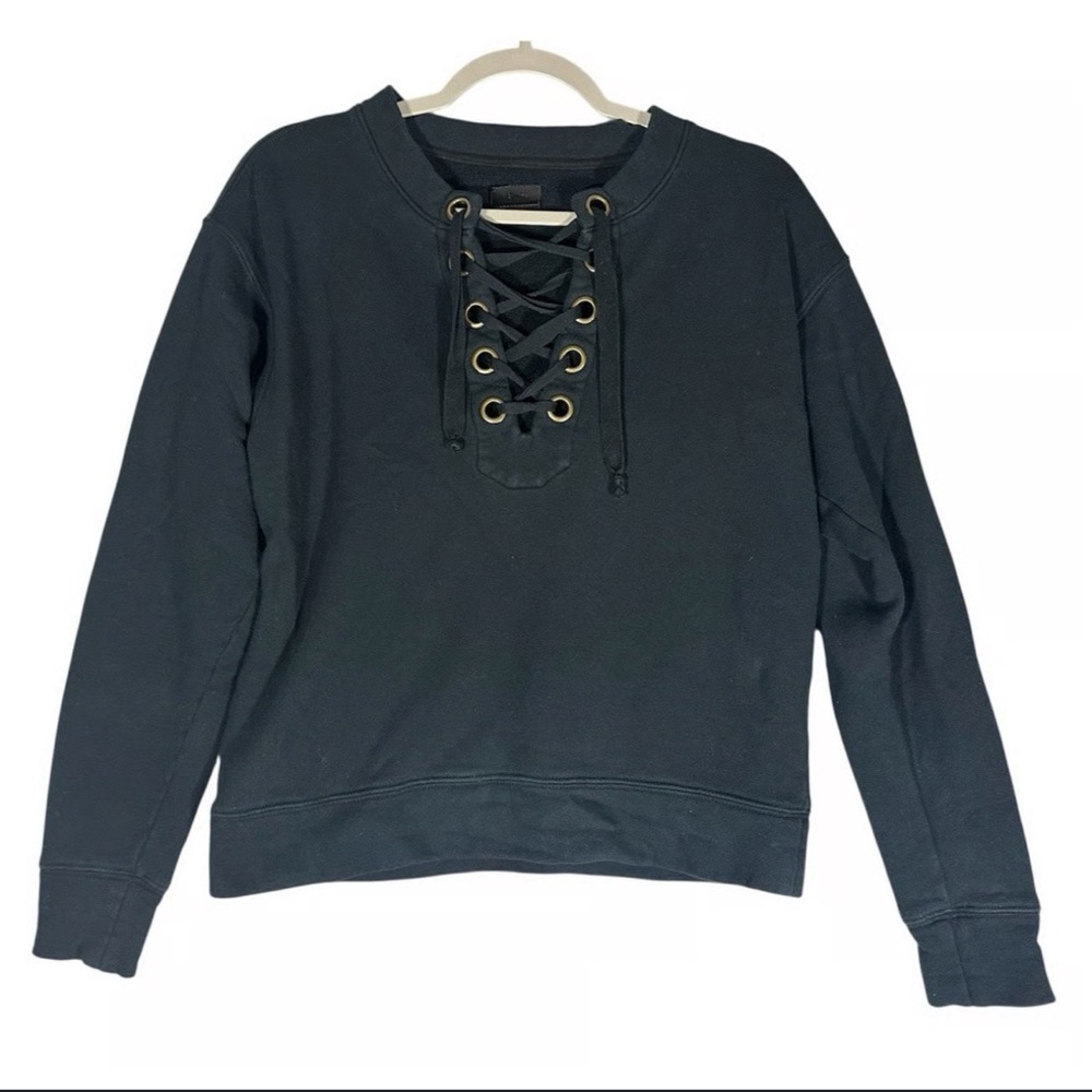 MOTHER Black Lace-Up Sweater